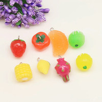 YWJC Crystal Groothandel Schattige Fruit Designs Mini Hars Charms met Haakje DIY Hars Sleutelhanger Charms