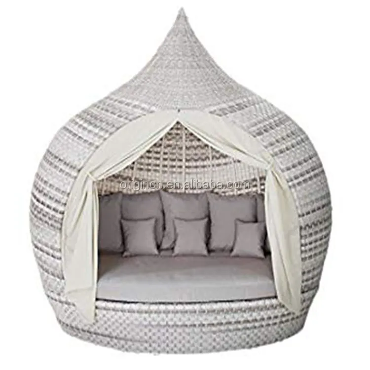 Netted White Mimbre Terraza Tumbona Muebles de exterior Elegante Forma especial Chaise Lounge