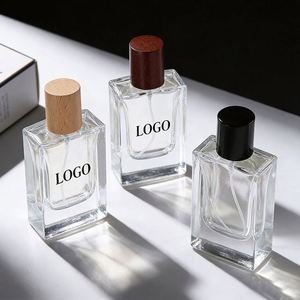 Premium Custom Low MOQ 30ml Square Glass Perfume <b>Bottles</b> Thick Bottom Fine <b>Mist</b> Spray Beech Wood Cap Refillable Empty High End - Product Image 2