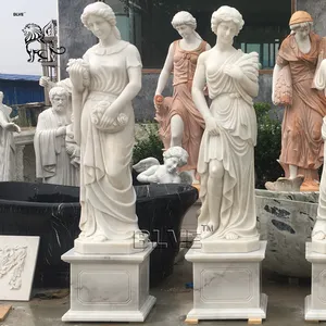 Statuette décorative de jardin en pierre de déesse, grise, ancienne, Sculpture en marbre, pour toute saison