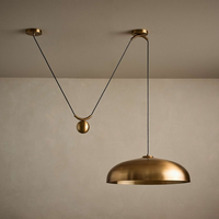 Luminaire suspendu en laiton réglable de style vintage moderne AB avec abat-jour en forme de dôme pour îlot de cuisine, salle à manger, utilisation en intérieur