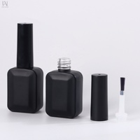 Flacons en verre pour vernis à ongles de luxe noir mat irrégulier de 12 ml avec bouchon et pinceau, vente en gros d'usine