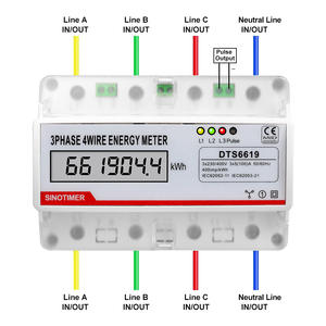 Compteur d'énergie électronique multifonction triphasé 4 fils SINOTIMER DTS6619-044/DTS6619-043, puissance, tension, courant, kWh, wattmètre - Product Image 6