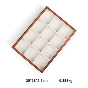 Nhà Máy Tùy Chỉnh Gỗ Vòng Bông Tai Vòng Đeo Tay Handmade Đồ Trang Sức Bằng Gỗ Khay Hiển Thị Đồ Trang Sức Linen Khay Hiển Thị - Product Image 6