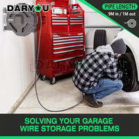 DARYOU – bobine de rallonge rétractable 32 pieds, cordon d'alimentation robuste, prises de terre, Triple robinet éclairé, disjoncteur 8amp