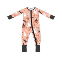 Pyjamas Bébé Halloween en Bambou à Fermeture Éclair avec Imprimé Chauve-Souris pour Nourrissons