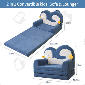 <span class=keywords><strong>Fauteuil</strong></span> pliable pour enfant en peluche de pingouin moderne et sécuritaire pour le salon, la chambre à coucher, la lecture et l'apprentissage - Product Image 2