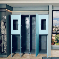 Armoire moderne en plastique à six portes pour la maison, meubles de chambre à coucher et panneau de rangement de vêtements de bateau, casier de style fenêtre