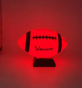 Top Quality glow in led light up size 6 led light up American Football Inflatable led ball Printing Rubber glowing football