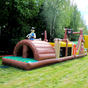 Castillo inflable comercial para fiestas de carnaval al aire libre, con tobogán, gran pista de obstáculos inflable de piratas en venta. - Product Image 1