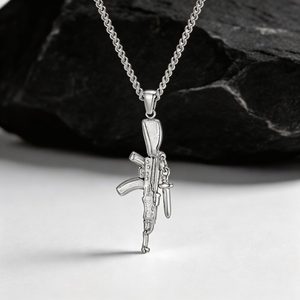 Collier AK-47 en acier inoxydable 316L pour hommes et femmes, pendentif pistolet d'assaut, bijoux hip-hop, chaîne torsadée, cadeau imperméable - Product Image 5