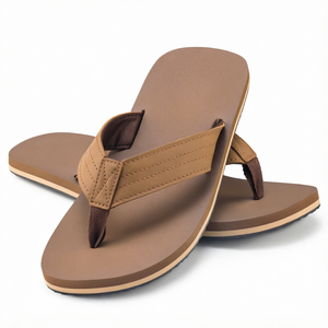 Men's Leather Look Flip Flop Sandals Platform Rubber Soled Anti Slip <b>Soft</b> Comfort Beach Slides - Product Image 1