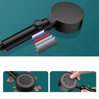 Pommeau de douche à main professionnel gris anthracite en ABS, 5-en-1, filtrant, effet pluie, haute pression, pour l'approvisionnement de projets hôteliers