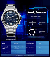 Montre-bracelet chronographe à quartz pour homme, multi-sub-cadrans, affichage de la date, bracelet en acier inoxydable, sport, affaires, usage quotidien