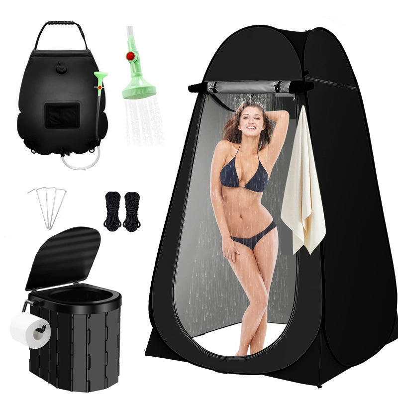 1.2-meter black tent + black toilet with cover (hook type) + black shower bag