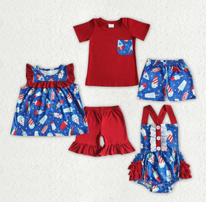 Ensembles de tenues d'été pour bébés filles et garçons, motif sucette glacée du 4 juillet - Product Image 5