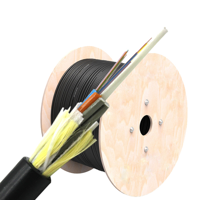 Aixton ADSS 100M Span Single Mode Outdoor 24-Core Black FRP Reinforced Fiber Optic Cable PE Jacket Imported for Yarn Model