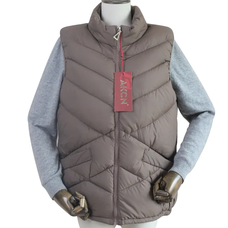 European and American hot sale winter warm women's gray stand collar down cotton vest spot wholesale