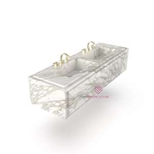Lavabo Flottant Classique Vintage en Marbre Noir <span class=keywords><strong>Grand</strong></span> Antique 72'' avec Jupe de 16'' pour Projets de Rénovation de Salles de Bain Traditionnelles de Luxe - Product Image 2