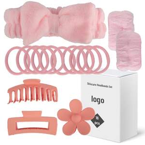 حزمة مخصصة ربطات شعر مشبك مخلب معصم 16 زهرة فقاعة مجموعة عقال العناية بالبشرة لغسيل الوجه سبا والمكياج - Product Image 1