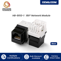Jack Keystone RJ45 Cat6 UTP HB-8012 Jaune, Contacts Plaqués Or 180 Degrés, Module Réseau