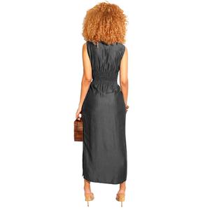 Sleeveless <strong>Loose</strong> Maxi Women Summer <strong>Dresses</strong> High-slit Denim <strong>Dress</strong> - Product Image 4