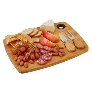Bandeja de servicio caliente Tabla de cortar queso de bambú con herramientas de vino Tabla de cortar de madera con cuchillo para queso - Product Image 5