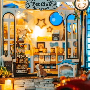 IECREATE <span class=keywords><strong>Maison</strong></span> de poupée Pet <span class=keywords><strong>Club</strong></span> K-1065 Jouets éducatifs Cadeaux Artisanat DIY <span class=keywords><strong>Maison</strong></span> de poupée miniature Pet <span class=keywords><strong>Club</strong></span> - Product Image 5