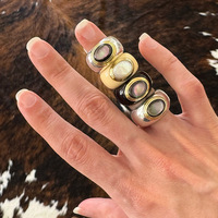 Nouvelle bague pour femme, style européen et américain, mode royale, vintage, en laiton plaqué or avec pierres incrustées