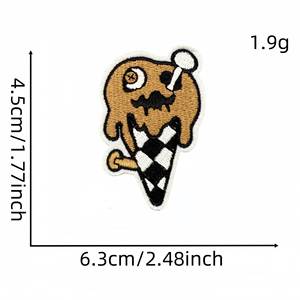 Patchs en tissu punk thermocollants pour vêtements, série marron : Crâne, Cœur, Fantôme, Badge de dessin animé, Broderie informatique - Product Image 6
