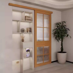 Diseño minimalista moderno Invisible puerta fantasma corredera pista oculta colgante estilo de pared Puerta de Granero puerta interior corredera de madera - Product Image 2