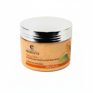 Exfoliante Corporal de Sal del Mar Muerto con Papaya y Aguacate y Almendra, Desintoxica, Nutre para una Piel Suave y Tersa + Aroma Tropical a Papaya - Product Image 1