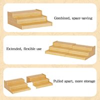 Organisateur de rangement extensible en bambou pour garde-manger, support de présentation réglable à 3 niveaux pour armoire de cuisine et comptoir