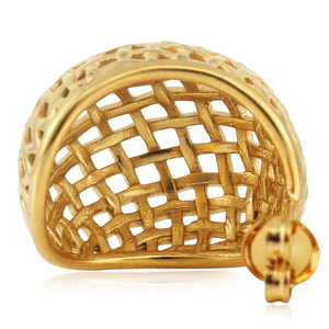 Gold Hollow <b>Mesh</b> Hoop Earrings Geometric U Shape Everyday Wear Unisex 19055 - Product Image 3