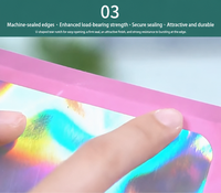 Pochette Doypack en Mylar imprimée personnalisée holographique couleur avec fenêtre transparente, fermeture éclair anti-odeur et encoche de déchirement