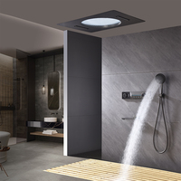 Système de douche thermostatique de luxe à affichage numérique LED, pommeau de douche à main quatre fonctions, ensemble de douche de villa en céramique à jet doux pour la maison