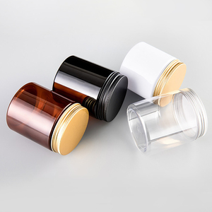 Custom Pet Candy Packaging Clear White Amber Transparent 1000Ml 500Ml 10Oz 250 Ml 8Oz 4 Oz Plastic Jars With Aluminium Gold Lid