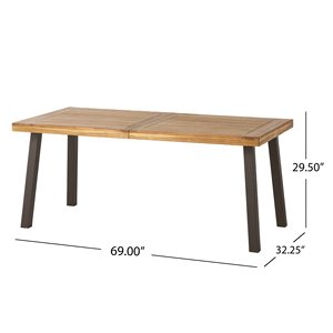 Bán buôn Keo Gỗ ngoài trời bàn ăn với chân sắt, mộc mạc keo livingroom bảng, sandblast kết thúc gỗ End bảng - Product Image 3