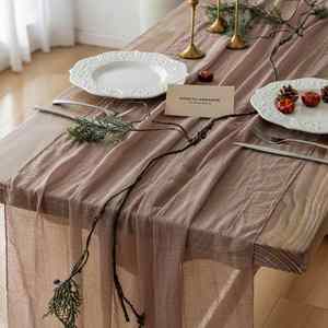 Camino de Mesa Decorativo para Bodas, Fiestas y Comedores, de Poliéster Arrugado, Suave, Duradero, Minimalista, Moderno, Bohemio y Rústico, en Varios Tamaños - Product Image 4