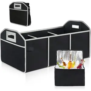 Collapsible Cargo Trunk Storage Organizer for Car SUV + Insulated Leakproof Cooler Bag for Groceries