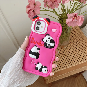 <span class=keywords><strong>3D</strong></span> Wave Border Kawaii Panda Mignon Silicone Téléphone Portable Couverture Arrière pour Fille <span class=keywords><strong>Iphone</strong></span> 6 7 8 Plus X XS XR <span class=keywords><strong>11</strong></span> 12 13 14 15 Pro MAX - Product Image 3