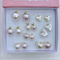 Js1870 Sierlijke Kleine Chique Pret Fruit Collectie 18K Vergulde Witte Faux Parel Liefde Hart Charme Hanger Voor Sieraden Maken