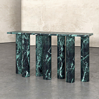 Table console en marbre Rosso Levanto de forme arquée, design personnalisé KUMUSI - Style rétro, facile à nettoyer, pour salon, hôtel et villa