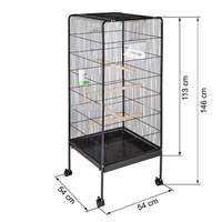 Grande cage à oiseaux en métal et fer de luxe du fabricant 100x78x172cm volière portable à motifs d'animaux de compagnie de style moderne