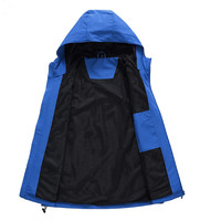 Rapide stock mode pliable polyester imperméable coupe-vent en plein air veste à capuche de survêtement pour hommes