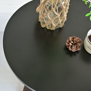 Table basse ronde en bois massif de style moderne décoratif pour la maison, couleur noire ou rouge, avec une seule jambe - Product Image 6