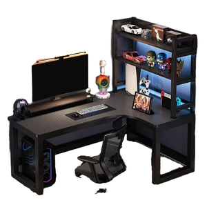 <span class=keywords><strong>Mesa</strong></span> de Juego Multifuncional en Forma de L Equipada con Organizadores para Salas de Juego y Oficinas en Casa, Color Negro - Product Image 1
