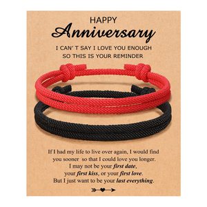 Ensemble de bracelets tendance en fer noir et blanc pour couple, cadeau d'anniversaire, amitié, petite amie, bracelets en corde milanaise - Product Image 3