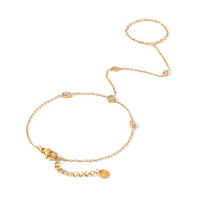 Bracelet de doigt en acier inoxydable plaqué or 18 carats, zircon scintillant, ne se décolore pas, chaîne de main en acier inoxydable, bijoux pour femmes - Product Image 6