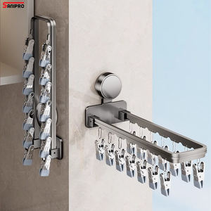 SANIPRO - Tendedero de <span class=keywords><strong>Baño</strong></span> Plegable con Ventosa <span class=keywords><strong>para</strong></span> Montar en la Pared, <span class=keywords><strong>para</strong></span> Ropa Interior, Estante Plegable con Pinzas <span class=keywords><strong>para</strong></span> Calcetines <span class=keywords><strong>para</strong></span> Balcón - Product Image 1